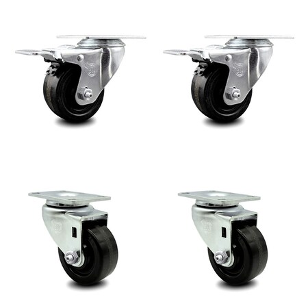 Service Caster 3.5 Inch Phenolic Wheel Swivel Top Plate Caster Total Lock Brakes SCC, 2PK SCC-TTL20S3514-PHS-2-S-2